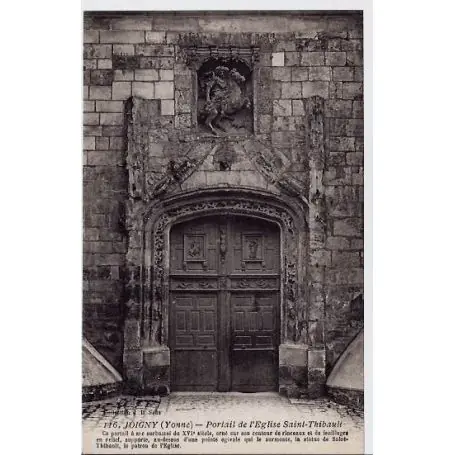 Carte postale 89 - Joigny - Portail de l'eglise Saint-Thibault - Voyage - Dos divise Produit De Marque