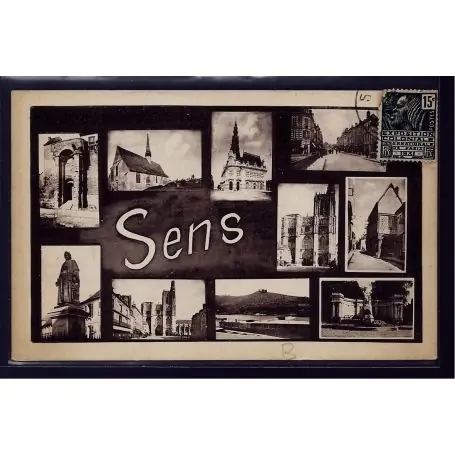 Carte postale 89 - Sens - differents Monuments de la Ville - Voyage - Dos divise Réduction