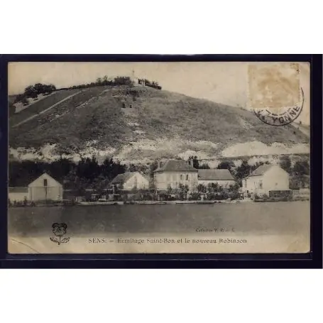 Carte postale 89 - Sens - Ermitage Saint-Bon et le nouveau Robinson - Voyage - Dos divise Gros Lot