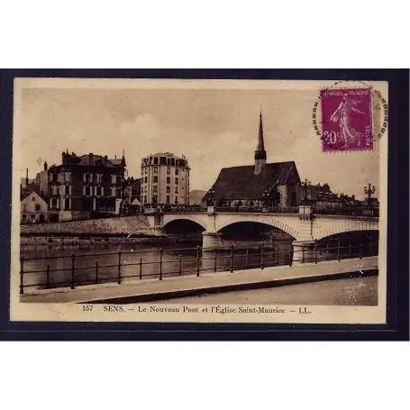 Carte postale 89 - Sens - le nouveau Pont et l' eglise Saint-Maurice - Voyage - Dos divis Produit De Marque