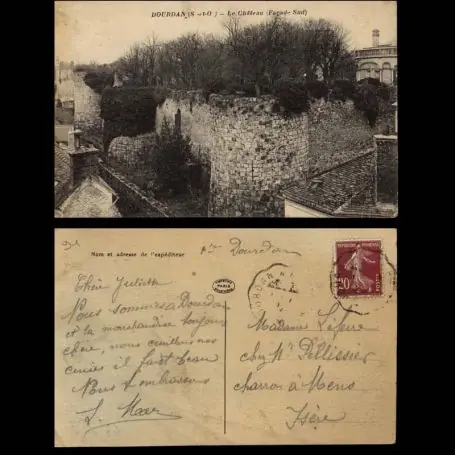 Carte postale 91 - Dourdan - Le chateau facade sud En Vogue