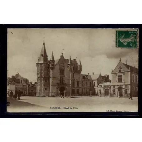 Carte postale 91 - Etampes - Hotel de Ville - Voyage - Dos divise Paiement Sécurisé