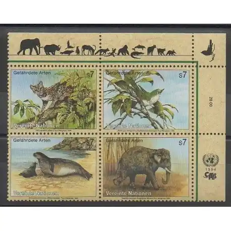 Nations Unies (ONU - Vienne) - 1994 - No 182/185 - Espèces menacées - WWF Petit Prix