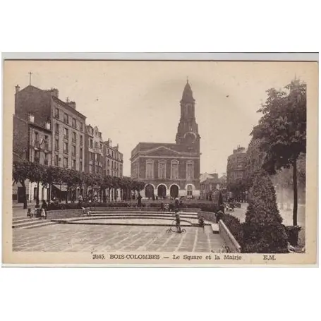 Carte postale 92 - Bois Colombes - Le square et la mairie Nouvel Arrivage