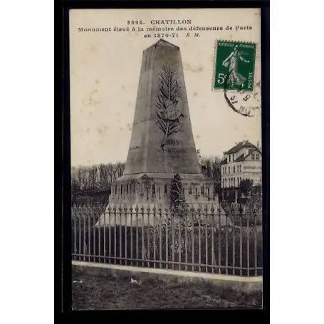 Carte postale 92 - Chatillon - Monument eleve a la memoire des defenseurs de Paris en 187 Réduction