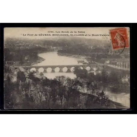 Carte postale 92 - Le pont de Sevres - Boulogne - St-Cloud et le Mont-Valerien - Voyage - Vente Flash