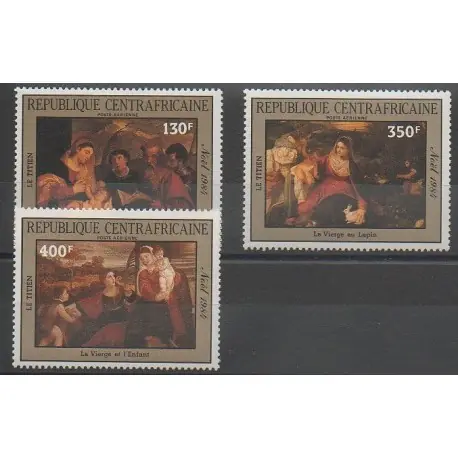 Centrafricaine (République) - 1985 - No PA313/PA315 - Noël - Peinture Marque