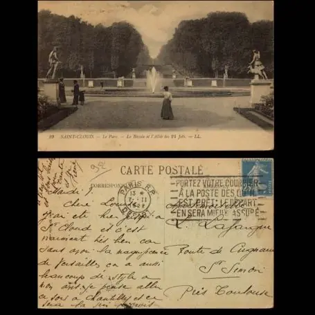 Carte postale 92 - Saint Cloud - Le parc - Bassin de l'allee des 24 jets Prix Bas
