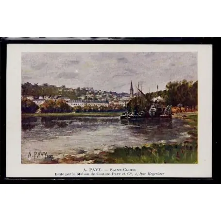 Carte postale 92 - St-Cloud - Peinture du bord de Seine - Non voyage - Dos divise Certifié