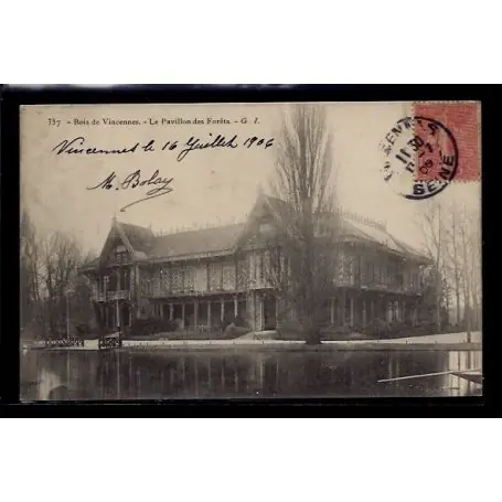 Carte postale 94 - Bois de Vincennes - le pavillon des forets - Voyage - Dos divise Commander Vite
