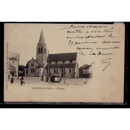 Fait Main Carte postale 94 - Maison-Alfort - L' eglise - Voyage - Dos non divise
