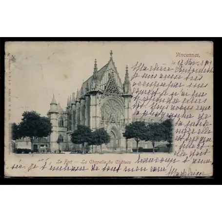 Carte postale 94 - Vincennes - le Fort - la chapelle du chateau - Voyage - Dos non divise Commander Vite