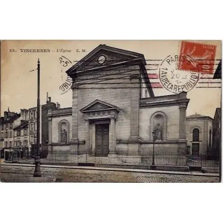 Carte postale 94 - Vincennes - L'eglise - Voyage - Dos divise Réduction