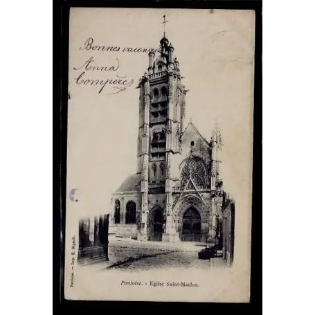 Carte postale 95 - Pontoise - Eglise St-Maclou - Voyage - Dos non divise Garantie Incluse