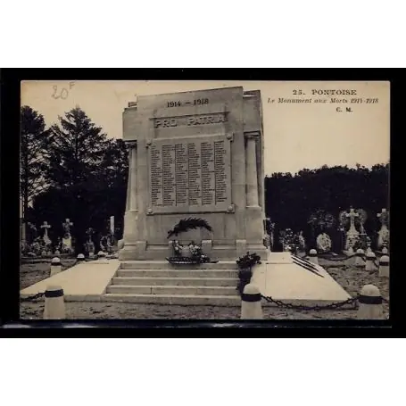 Carte postale 95 - Pontoise - Le Monument aux morts 1914-1918 - Voyage - Dos divise Original