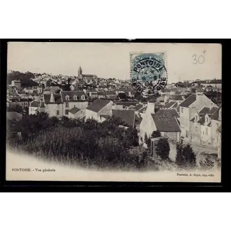 Carte postale 95 - Pontoise - vue generale - Voyage - Dos divise Satisfait Ou Remboursé