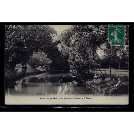 Carte postale 95 - Presles - parc du chateau - l' etang - Voyage - Dos divise Nouvelle Collection