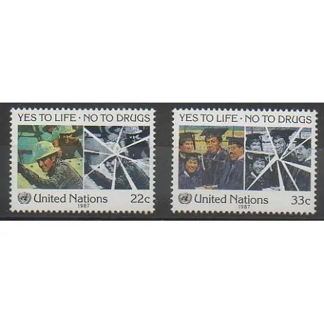 Marque Nations Unies (ONU - New-York) - 1987 - No 490/491 - Santé ou Croix-Rouge