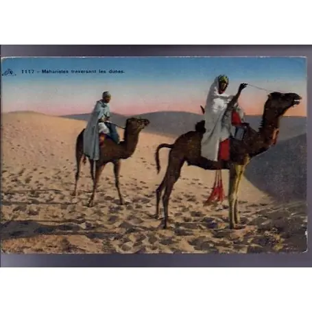 Seulement Aujourd’hui Algerie - Meharistes traversant les dunes - Couleur
