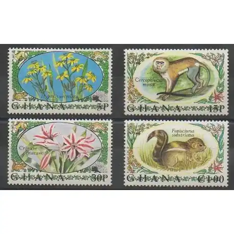 Ghana - 1972 - No 435/438 - Fleurs - Mammifères Prix Bas