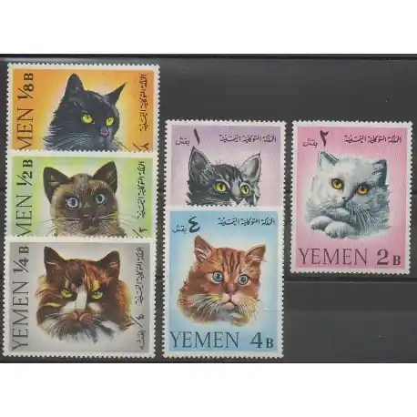 Yémen - 1965 - No 202/207 - Chats Livraison Gratuite