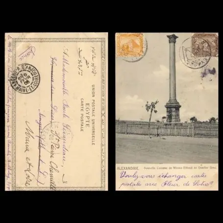 Achetez Aujourd’hui Egypte - Alexandrie - Nouvelle colonne de Minasa Effendi au quartier grec - 1906