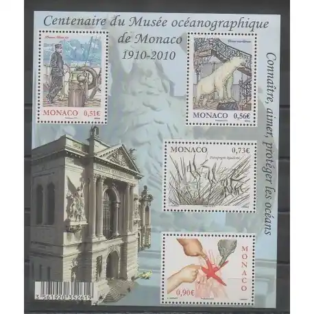 Gros Lot Monaco - Blocs et feuillets - 2010 - No BF97 - Animaux marins