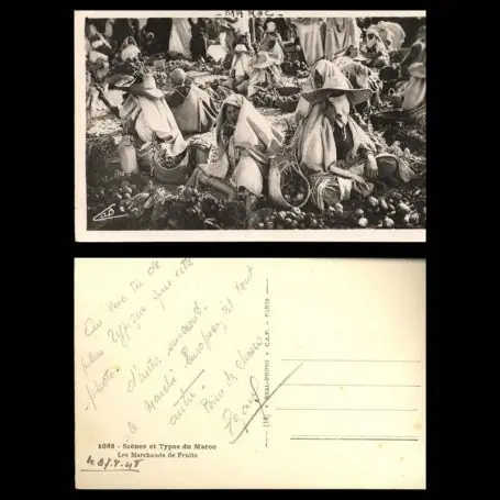 Maroc - Scenes et types - Les marchands de Fruits - CPSM Fait Main