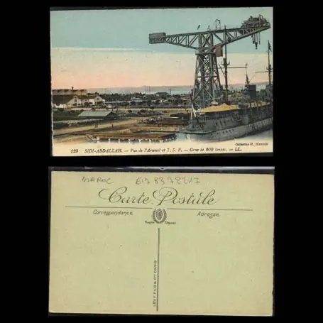 Nouveauté Maroc - Sidi-Abdallah - Vue de l'arsenal et T.S.F. - Grue de 200 tonnes