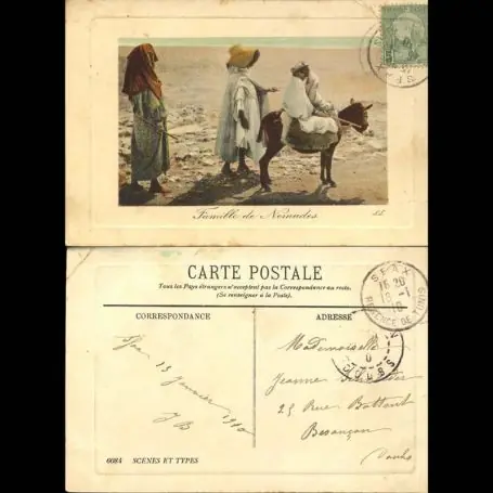 Vente Directe Tunisie - Scenes et types - Famille de nomades dans le desert