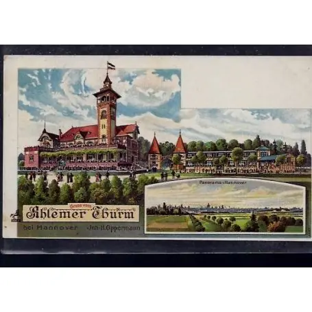 Commande En Gros Allemagne - Gruss vom Ahlemer Thurm bei Hannover - Panorama Hannover - Litho par Oppermann - Carte coupe en bas sur 1cm