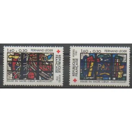 Artisanat France - Poste - 1981 - No 2175/2176 - Églises - Santé ou Croix-Rouge