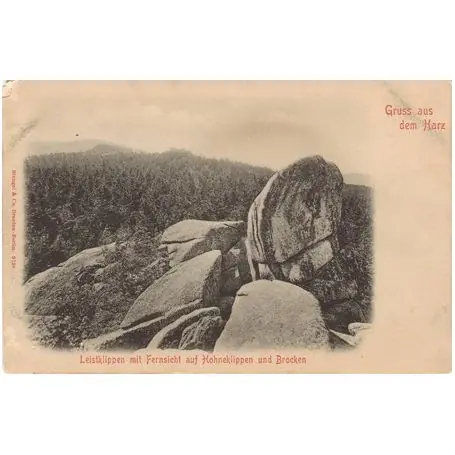Allemagne - Leistklippen mit Fernsicht auf Hohneklippen und Brocken Gruss aus dem Harz Top Vente