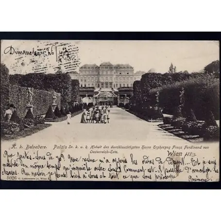 Autriche - Wien - K. k. Belvedere - Palais Sr. k. u. k. Hoheit des durchlauchtigsteen herrn Erzherzog Franz Ferdinand vo Marque