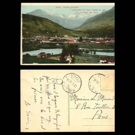 Italie - Aoste - Veduta generale e ghiacciaio del Gran Conbin e il Villan mt. Vente Directe