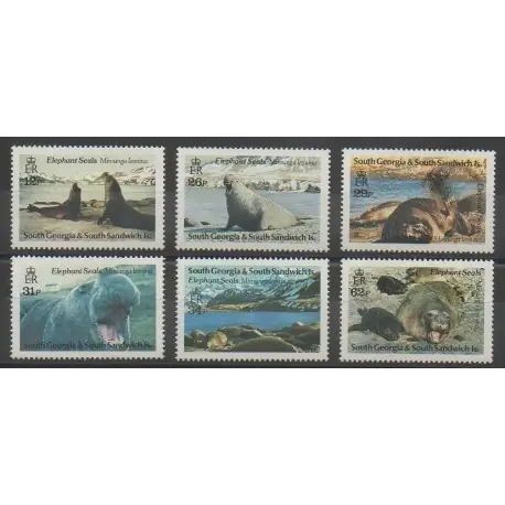 Promotion Saisonnière Falkland-Géorgie du Sud et Sandwich du Sud - 1991 - No 208/213 - Mammifères - Animaux marins
