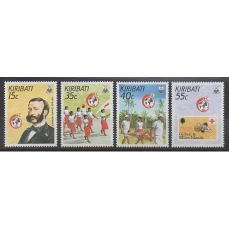 Kiribati - 1988 - No 181/184 - Santé ou Croix-Rouge - Timbres sur timbres Remise