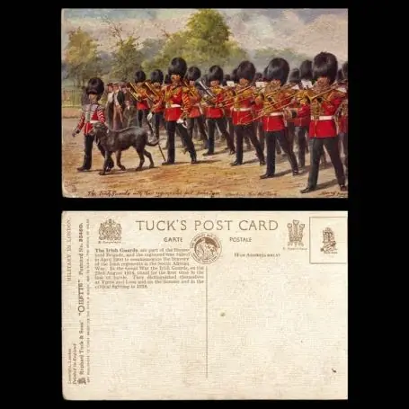 GB - The Irish Guards with their regimental pet (Irish Wolfhound) marching into the park Produit De Marque