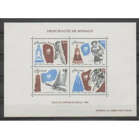 Prix Bas Monaco - Blocs et feuillets - 1988 - No BF42 - Jeux Olympiques d'été