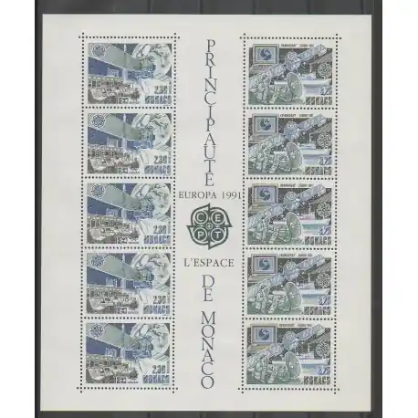 Marque Monaco - Blocs et feuillets - 1991 - No BF52 - Espace - Europa