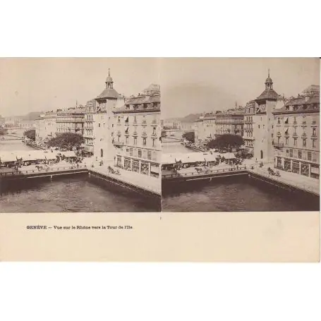 Suisse - Geneve - vue sur le rhone vers la Tour Bon Plan