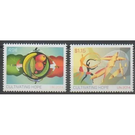 Certifié Nations Unies (ONU - New-York) - 2014 - No 1398/1399