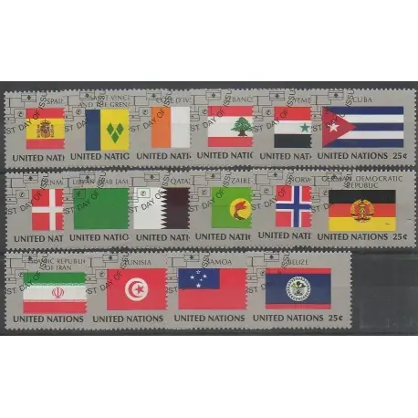 Nations Unies (ONU - New-York) - 1988 - No 521/536 - Drapeaux - Oblitérés Pas Cher