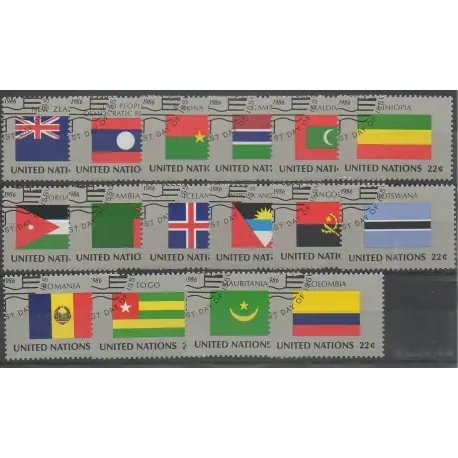 Nations Unies (ONU - New-York) - 1986 - No 467/482 - Drapeaux - Oblitérés Certifié