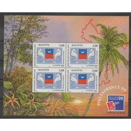 Offre Exclusive Mayotte - Bloc et feuillet - 1999 - No BF1 - Armoiries - Exposition
