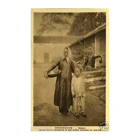 Petit Prix Cochinchine -Saa¯gon -Jeune femme annamite et son enfant