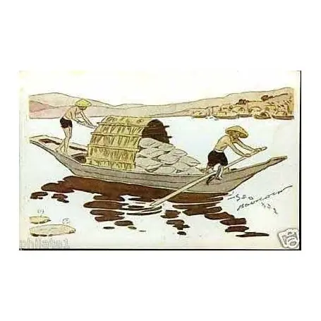 Produit De Marque Le riz d'Indochine -Sampan charge de riz illustre par ?