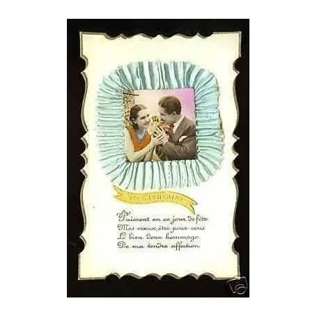 Ste-Catherine - Couple en photo sur carte avec ajoutis Petit Prix