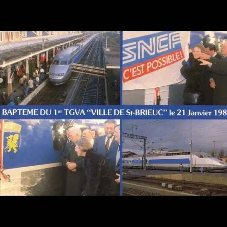 Dernier Modèle Bapteme du 1er TGVA Ville de St Brieuc le 21 janvier 1989 - Carte neuve