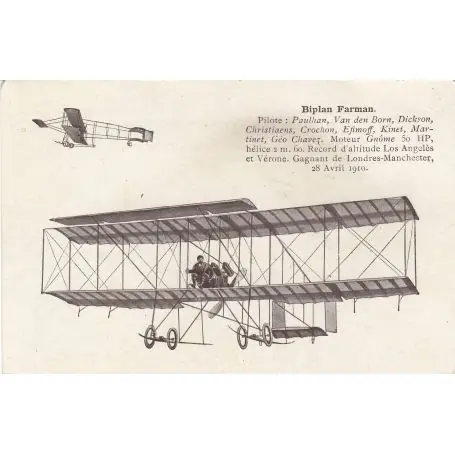 Biplan Farman Pilotes : Paulhan,Van den Born,Dickson... Promotion